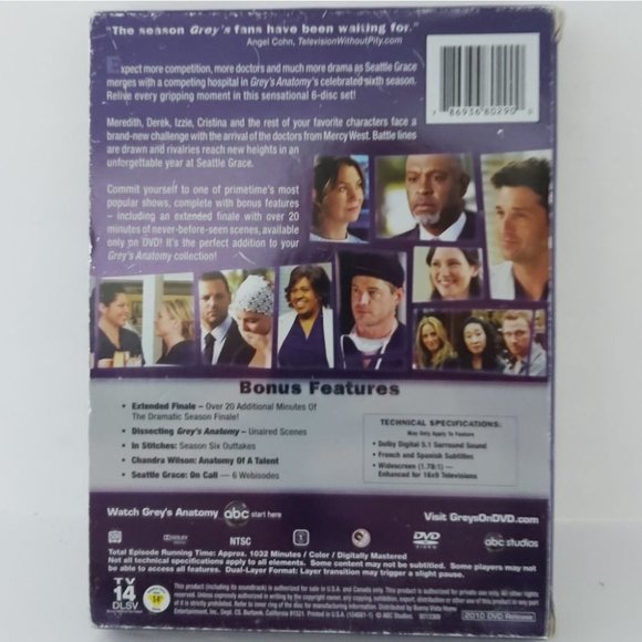 GREY'S ANATOMY - Complete Sixth Season DVD 2010 6-Disc Set - Picture 2 of 4
